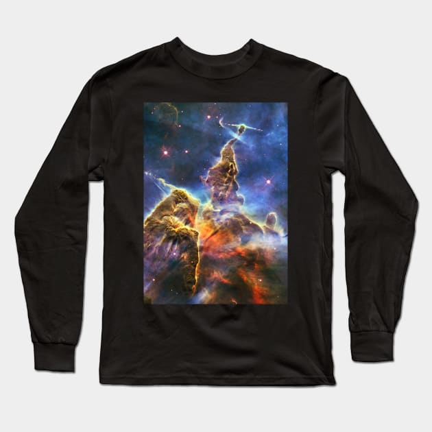 Carina Nebula, Mystic Mountain. HH 901 (Hubble telescope) — space poster Long Sleeve T-Shirt by Synthwave1950